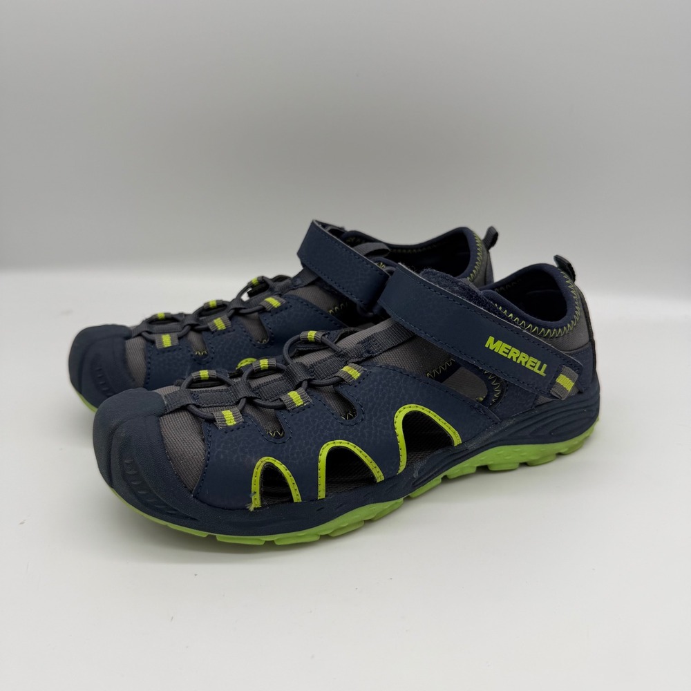 Merrell Hydro Hiker Navy Lime Green Kids Hiking Sandals Size 3M‎